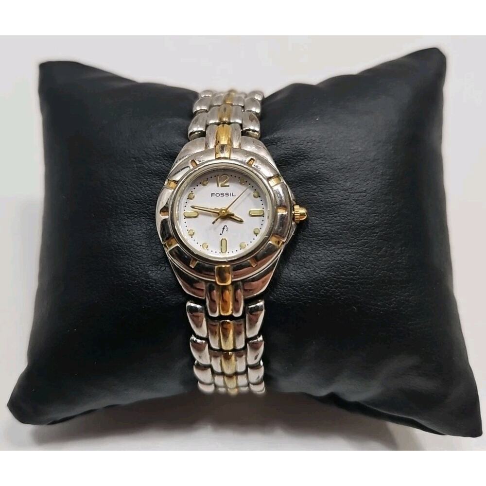 Fossil F2 ES-8873 Womens Watch 22mm Silver Gold Two Tone New Battery W135
